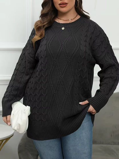 plus Size Solid Crew Neck Sweater Women 2024 Autumn Winter Casual Long Women'S Pullover Top Female Warm Knitted Sweater